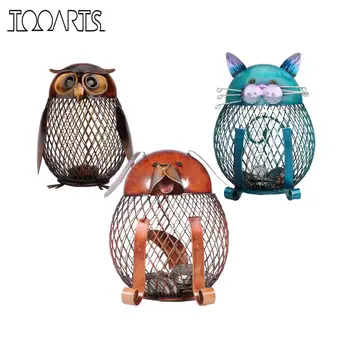 

TOOARTS Owl Shaped piggy bank Metal Coin bank money box Home Furnishing Articles Crafting Home Decoration Accessories