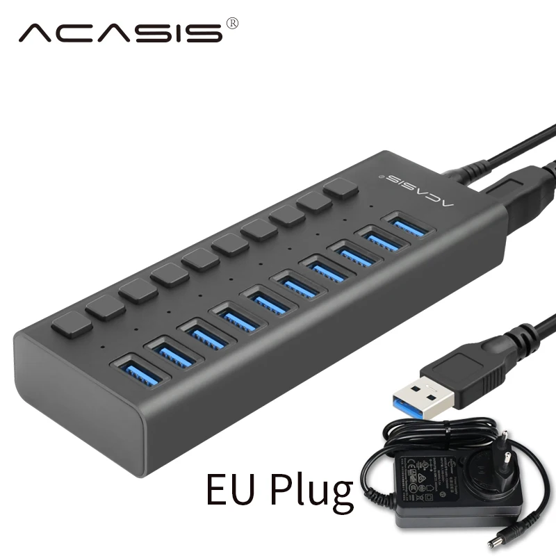 USB 3 0 концентратор 10 портов 12 В 4A адаптер питания usb хаб зарядное устройство с