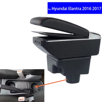 

Leather Car Center Console Armrest Storage Box for Hyundai Elantra 2016 2017 Auto Interior Parts Armrests with USB