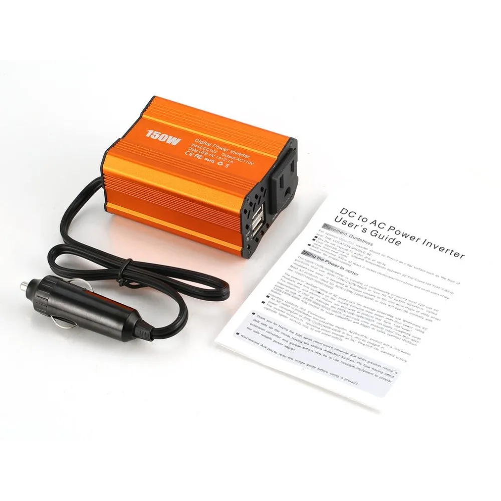 Двойной USB 150 Вт DC 12 В к AC 110 В DC к AC портативный автомобильный инвертор зарядное устройство адаптер конвертер Модифицированная синусоида