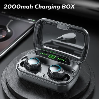 

Wireless Headphones TWS Bluetooth 5.0 Earphones 2000mAh Charging Box With Microphones 9D HiFi Sound Earbuds Waterproof Headsets