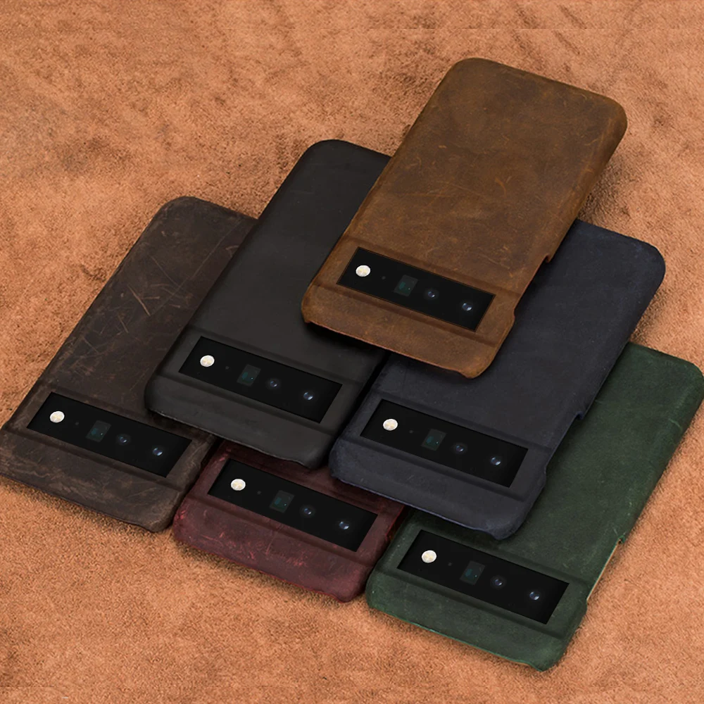Genuine PULL-UP Leather Phone Case for Google Pixel 8 7 6 Pro 7A 6 6A 8Pro Half-Inclusive Protection Retro Crazy Horse Cover