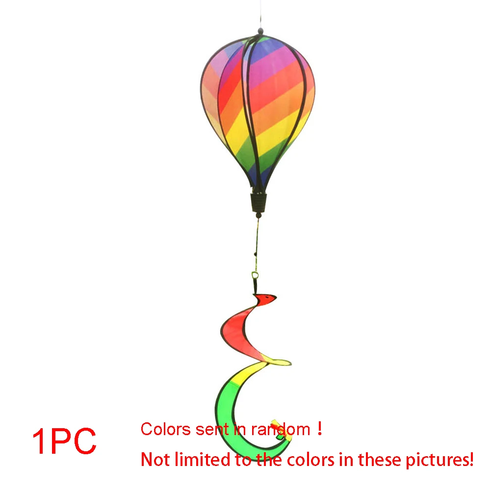 

1PC Windmill Windsock Toy RFID Blocking Rainbow Striped Hot Air Balloon For Children Home Yard Garden Decor Wind Spinner