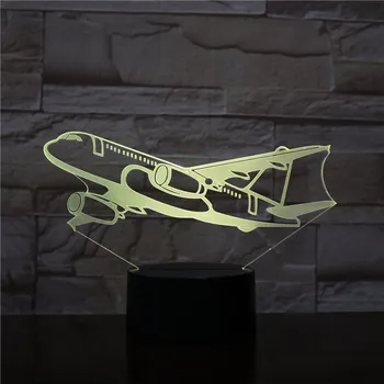 

Flying Remote Control Aircraft Air Plane 3D LED Table Lamp Optical Illusion Night Light 7 Colors Change Dropshipping 3D-2010