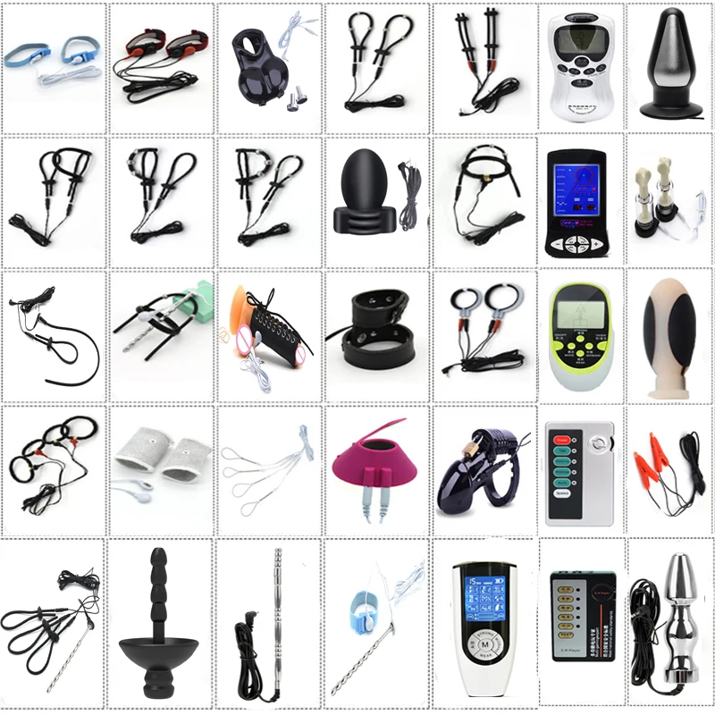 50 Style Electric Shock Accessories Electro Anal Butt Plug Penis Urethral Plug Nipple Clamps 8 Size Host Adult Games Sex Toys electro sex toys electric sex toys