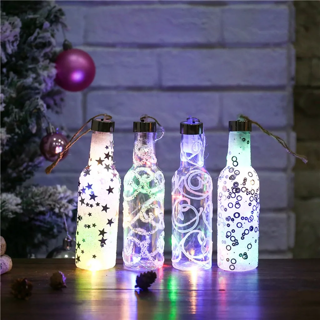 Рождественский светодиодный светильник, освещающая бутылочку желаний, светящиеся маленькие, на бутылки с вином, Рождественская елка, украшение, кулон, сделай сам, для декора, Прямая поставка#43