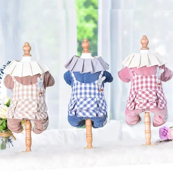 

New Dog Warm Jumpsuit Pet Dress Plaid Corduroy Design Dog Pet Coat Jacket Pet Puppy Winter Apparel