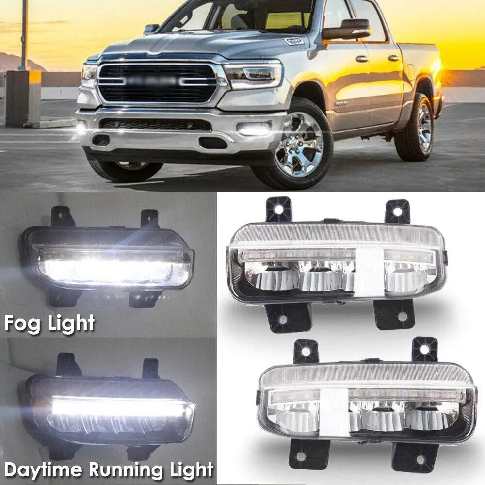 

Left & Right Car LED Fog Lights For Dodge Ram 1500 DT 2019 2020 Front Bumper Driving Light Lamps Daytime Running Light Clear