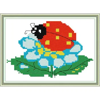 

Joy Sunday Cartoon ladybug pattern count cross stitch kit DMC 14ct 11ct canvas printing embroidery set DIY handmade needlework