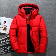 Зимняя мужская Толстая теплая однотонная куртка с капюшоном на белом утином пуху, утолщенная Теплая мужская повседневная пуховая Зимняя парка, пальто, верхняя одежда 3XL