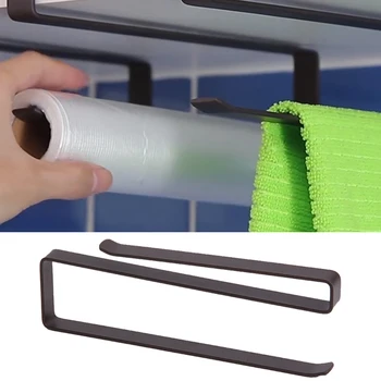 

For Cabinet Tissue Roll Kitchen Bathroom Strong Load Capacity Towel Rack Black Punch Free Single Hook Under Shelf Iron Hanger