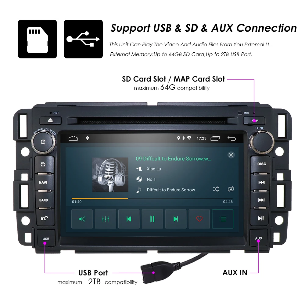 Perfect Android 9.0 GPS navigation Car DVD Player For GMC Yukon Tahoe 2007-2012 multimedia 2 din radio recorder 2GB+16GB GPS WIFI EQ DSP 24
