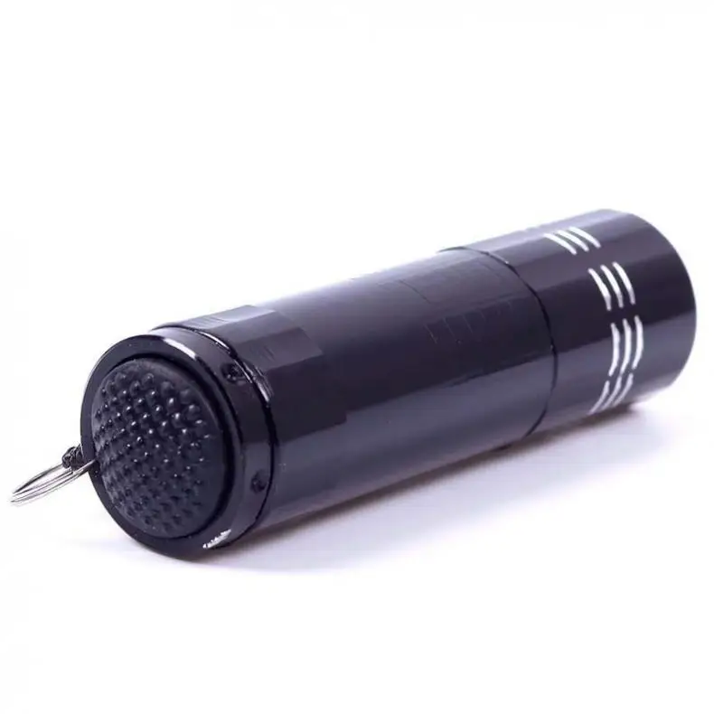 Mini Aluminum UV Ultra Violet 9 LED Multi-function Banknote Flashlight Torch Inspect Money Torch Light 3AAA UV lamp