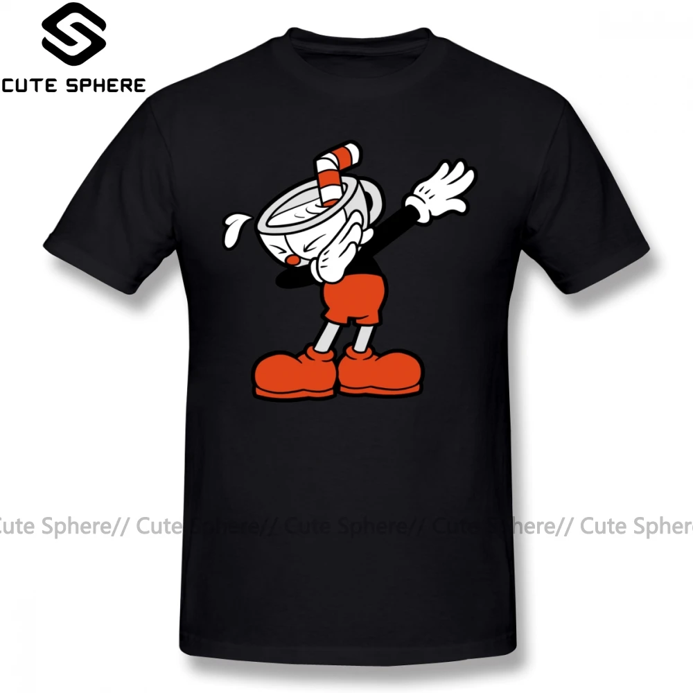 Cuphead футболка Cuphead Dab футболка Милая Мужская футболка хлопковая Пляжная футболка с коротким рукавом большого размера с принтом