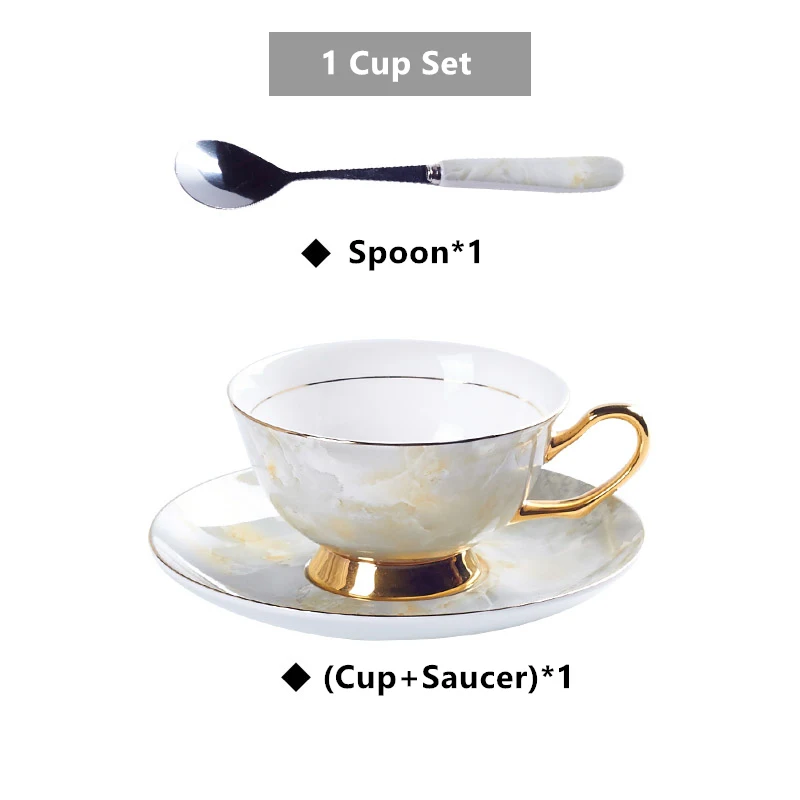 1Coffee Cup Gray Мраморная фарфоровая чайная чашка, блюдце, ложка, набор, 200 мл, кофейная чашка, мраморный фарфоровый чайный набор, керамическая чайная чашка, кофейная чашка эспрессо, Прямая поставка - Цвет: 1Coffee Cup Gray