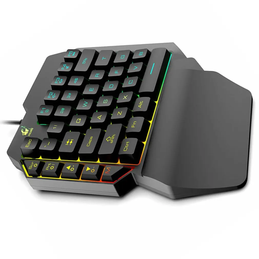  Waterproof Left Hand Colorful One-Handed Keyboard God Throne Left Hand =Feel Game Keyboard