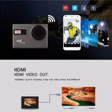 Богатая Экшн-камера F68B 4K Wifi 2," lcd Экшн-камера UHD водонепроницаемая Спортивная наружная видеокамера 12MP 170 градусов мини DV видеокамера