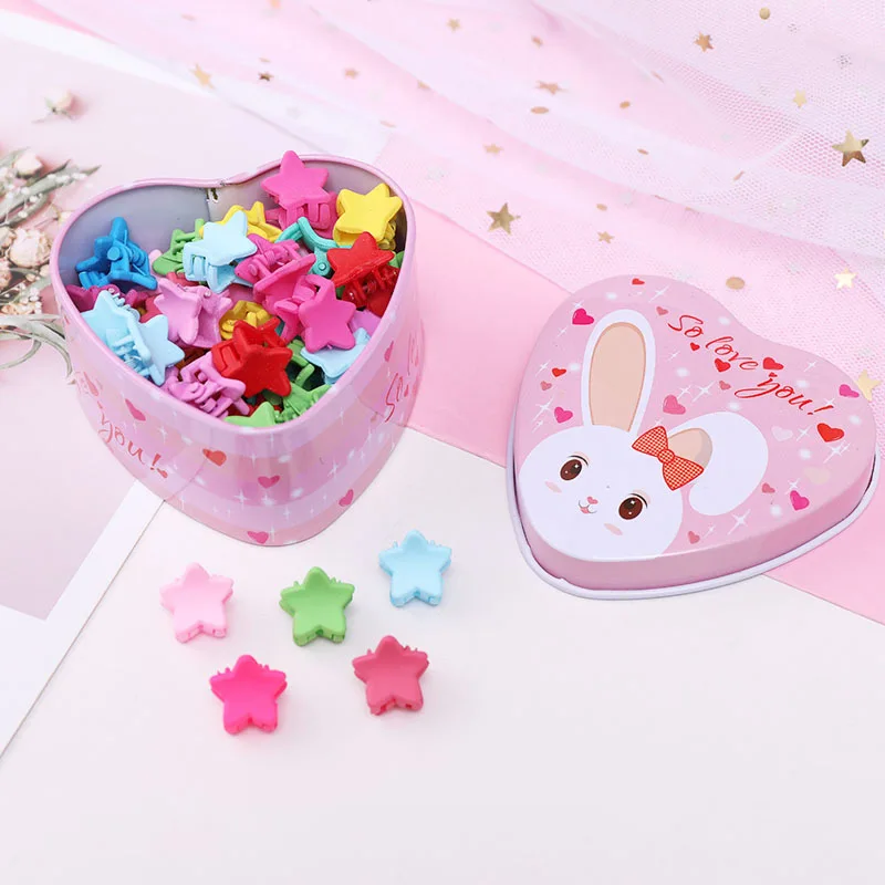 15Pcs/Box Girls Children Cartoon Flower Mini Claw Hair Clips Candy Color Mixed Color Hairpins Adult Kids Hair Accessories Boxed