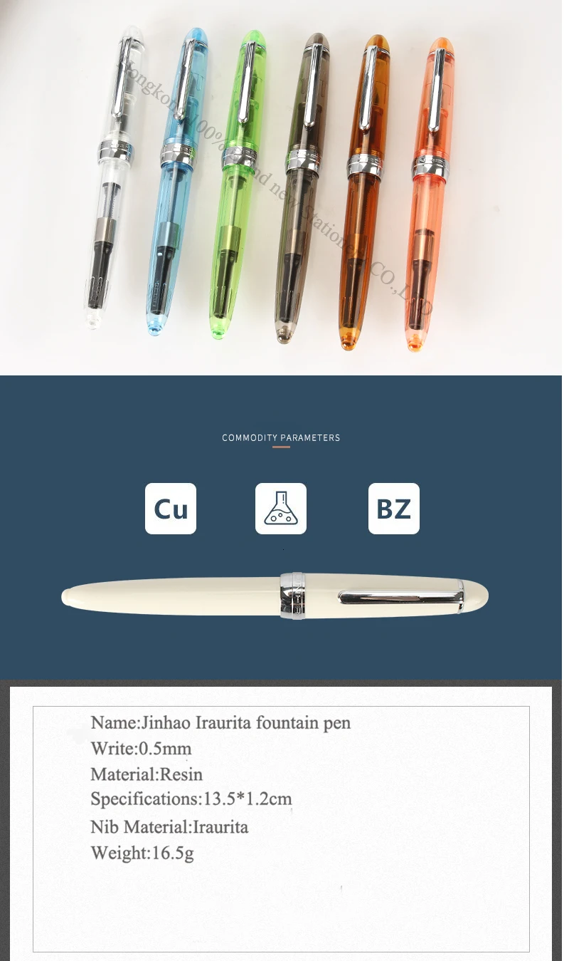 Высококачественная перьевая ручка Jinhao чернильная ручка 0,5 мм перо Stylo plume Роскошная прозрачная ручка Iraurita stilografica Chancery 03827