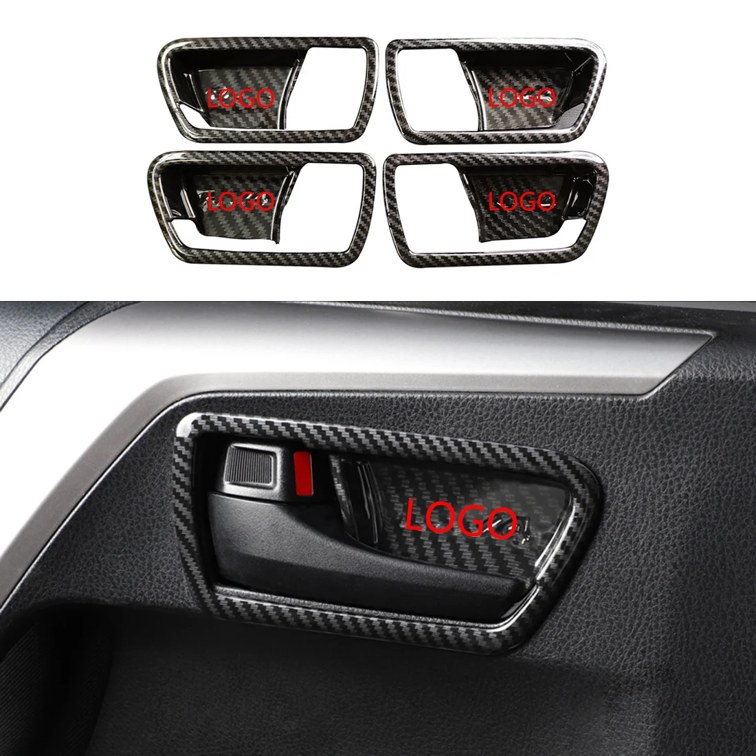 4 шт углеродного волокна Цвет Межкомнатная дверь открытой ручка рамка Крышка для