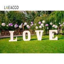 Laeacco Wedding Flower Spring Grass Balloon Photo Backdrops Curtain Photographic Backgrounds Customized Decor For Photo Studio