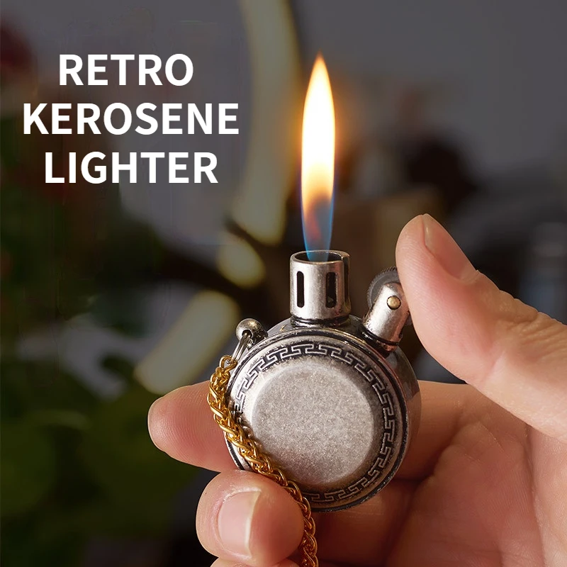 Retro Pocket Watch Kerosene Lighter Mini Portable Gasoline Lighters
