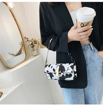 

2020 Fashion Cow Milk Print Women Handbag Totes Female Casual Underarm Shoulder Bags Popular Simple Female Daily Bag