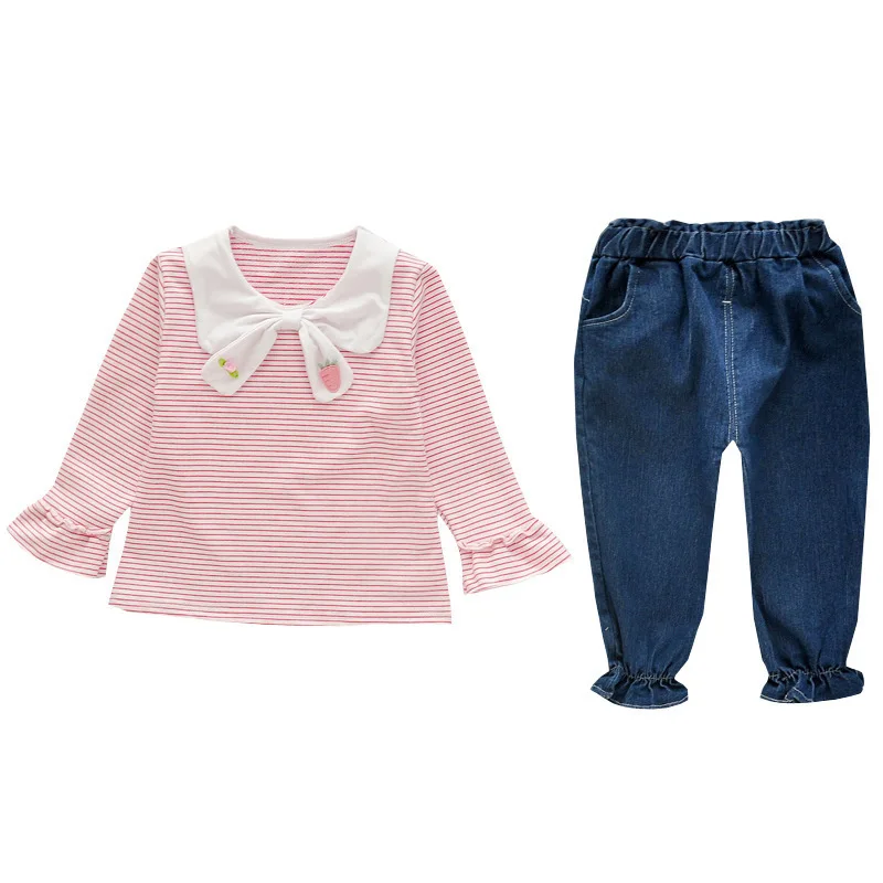

Spring Autumn Children Outing Clothes Toddler Girl Stripe Cute O-Neck T Shirt Pants 2Pcs/sets Infant Kid Fashion Baby Tracksuits