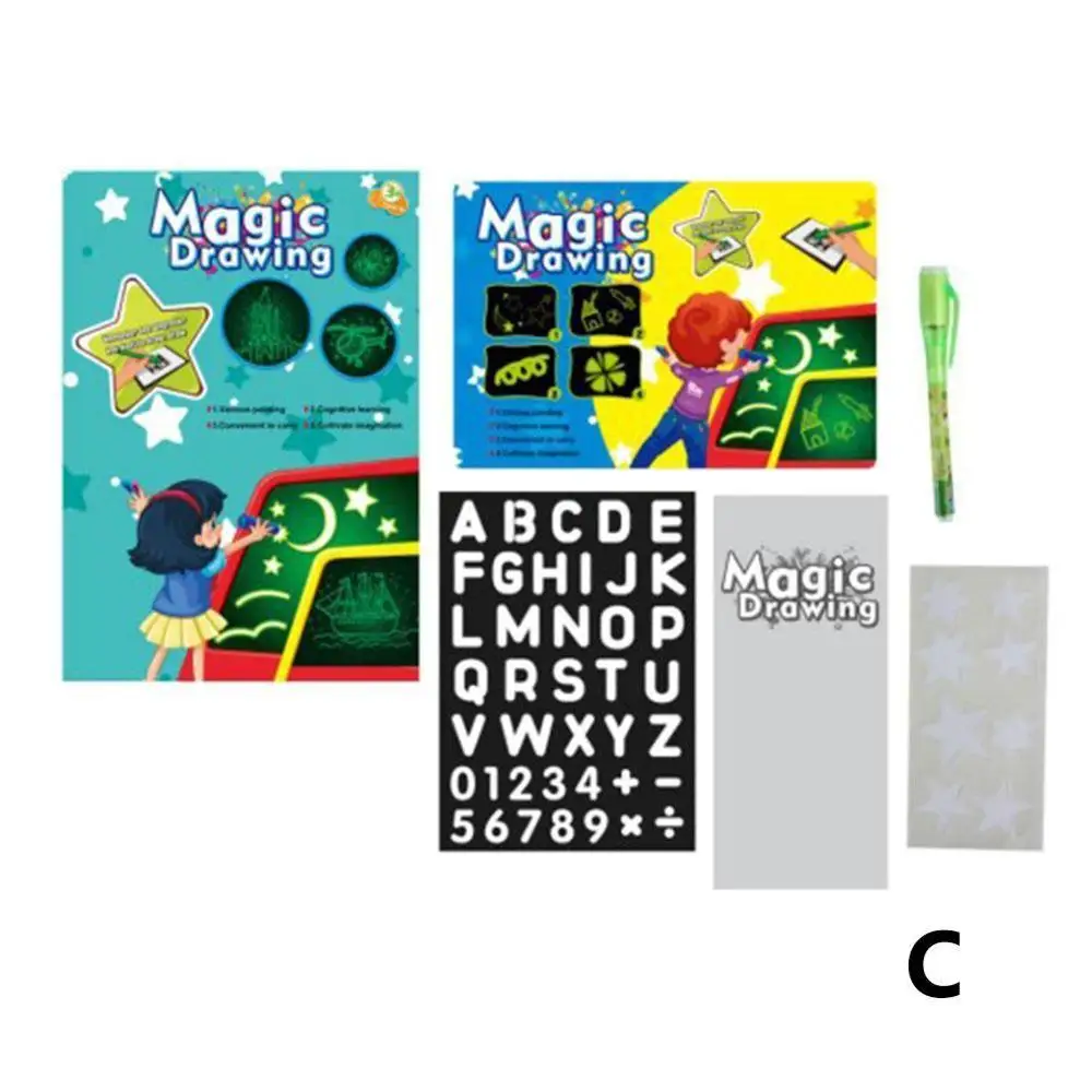 A4 A3 A5 Reusable Magic Book Board Tablet Set Kids Drawing Toys Draw with Light In Dark Children Fun Developing Supplies - Цвет: A4 Blue