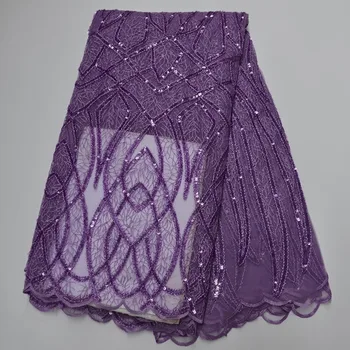 

High Quality Nigerian Mesh Lace Fabrics 2020 Latest African Sequins French Net Lace Fabric With Sequins Embroidered Lace Dress