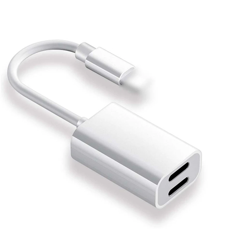 2 in 1 Audio Cable Adapter For iPhone 7 8 Plus For interface to Earphone Splitter USB Audio Adapter Charging/Music/Call(wh