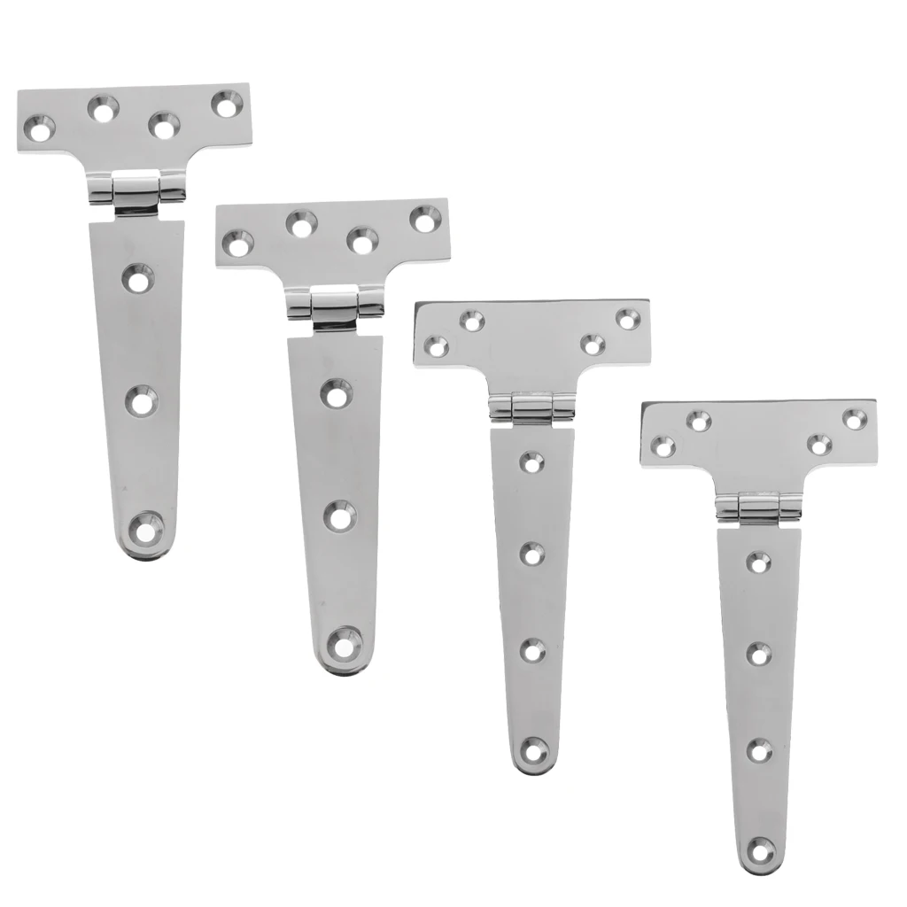 4x Door Barn Trailer Shed Gate Strap T Hinge Heavy Duty Marine Hardware - 316 Stainless Steel - 8 inch 203mm + 6 inch 152mm