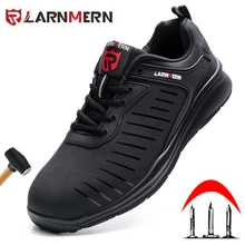 LARNMERN Mens Steel Toe Safety Shoes Work Shoes For Men lightweight Breathable Anti-Smashing Non-Slip Construction Work Sneakers