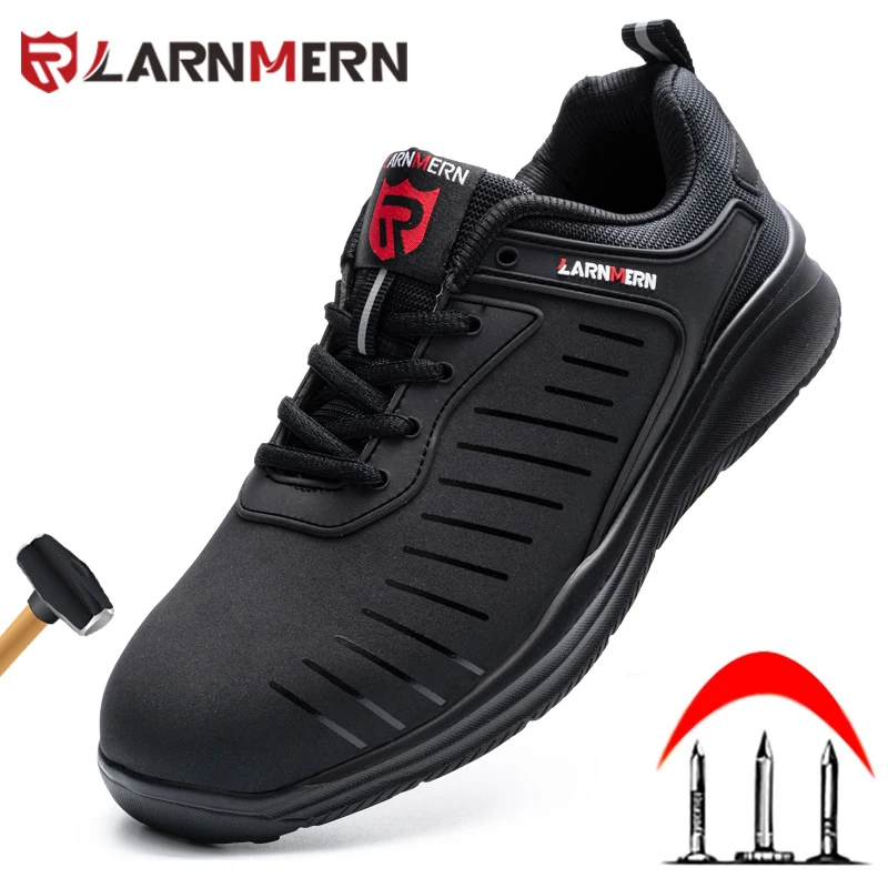 LARNMERN Steel Toe Shoes Men Lightweight Non-Slip Breathable Constrution Sneakers 