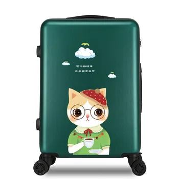 

Women suitcase on wheels travel Rolling luggage Sipnner wheel ABS PC cartoon fashion cabin carry-on trolley luggage 20/28 inch
