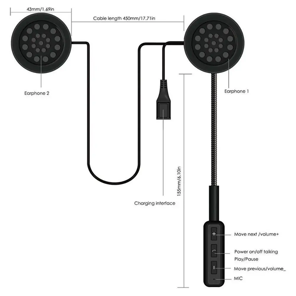 Мотоциклетный шлем Беспроводная bluetooth-гарнитура наушники двойная акустическая система громкой связи Музыка для MP3 MP4 телефона