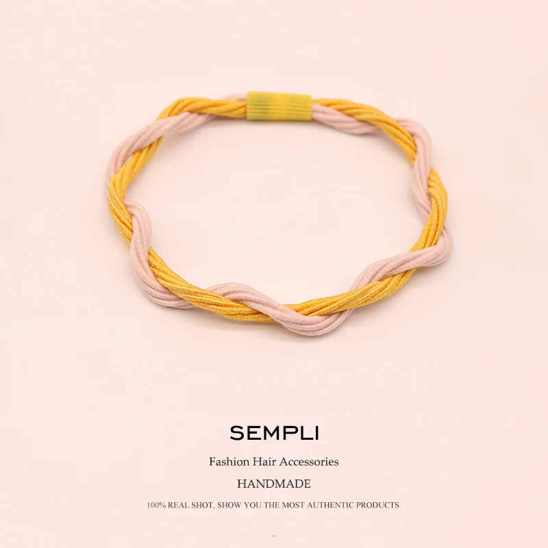 Yellow Sempli нейлоновая эластичная лента для волос повязка на голову богемная двухцветная эластичная лента для волос для детей резинка для волос аксессуары для волос - Цвет: Yellow