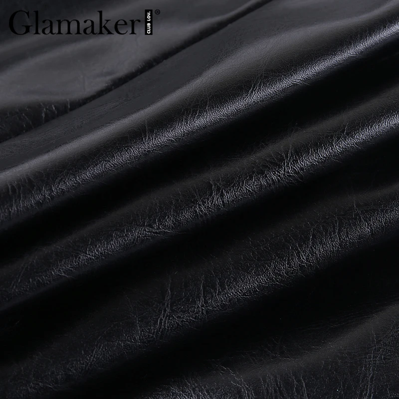 Glamaker кожаное элегантное облегающее платье с квадратным вырезом, женское мини-платье в стиле пэчворк с длинным рукавом-фонариком, женское осенне-зимнее сексуальное платье
