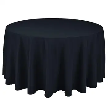 

Hot Sale 275cm Round Navy blue Polyester Plain Table Cloth For Wedding Party Banquet Decoration