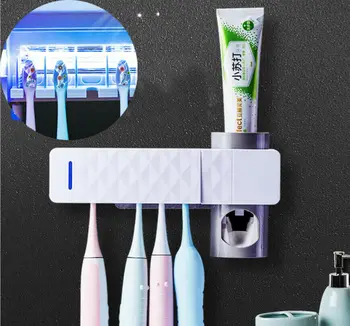 

2020 Newest Hot Smart Device Auto Automatic Toothpaste Squeezer Dispenser With 5 Toothbrush Holder Set Extrusion Wall Mounted