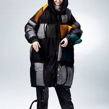 Дизайн AIGYPTOS, зимний женский супер толстый теплый повседневный удлиненный пуховик с капюшоном большого размера, пуховое пальто