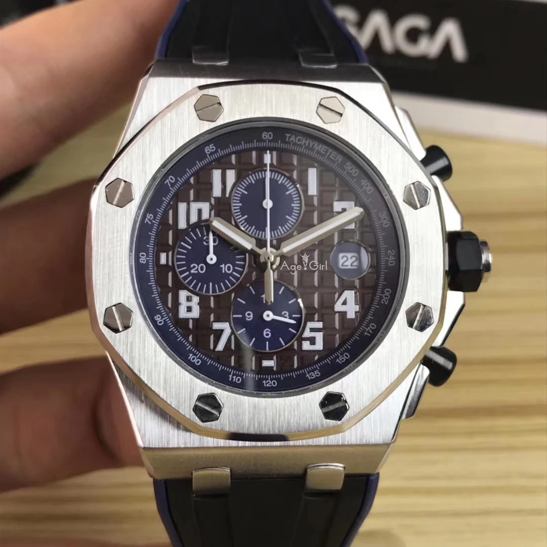 Luxury Brand New Men Watches Chronograph Sapphire Stainless Steel Orange Black Blue Rubber Silver Luminous Stopwatch AAA