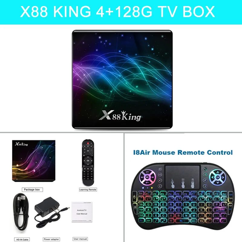 x88 king I8 MECOOL Новая ТВ приставка X88 KING Android 9,0 4+ 128G ТВ приставка Bluetooth V5.0 S922X Hexa core 2,4G/5G wifi 4K USB 3,0 ТВ приставка - Color: x88 king I8