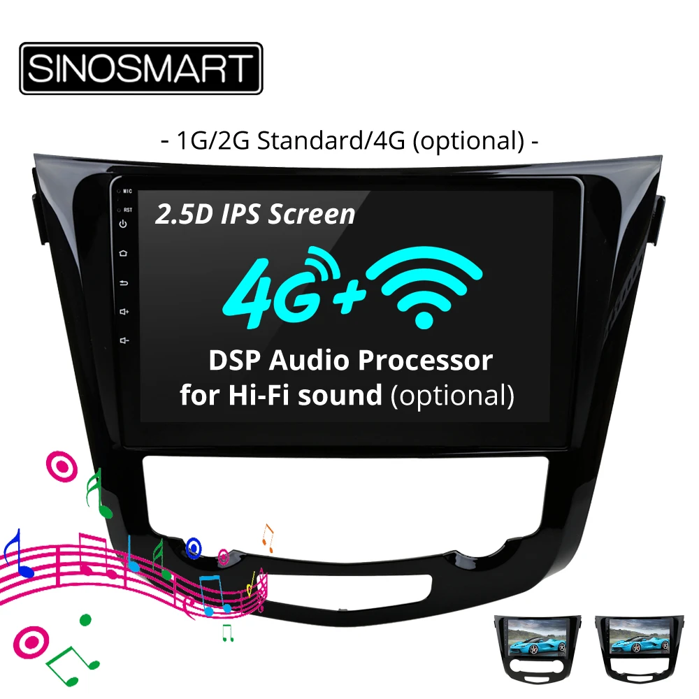  SINOSMART Stock in RU EU IPS/QLED Android 7.1 Car Navigation GPS Player for Nissan X-trail/Qashqai 