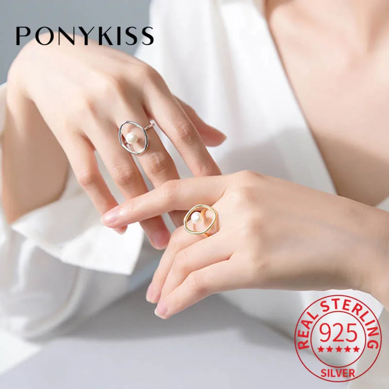 Женское кольцо с натуральным жемчугом PONYKISS элегантное регулируемое