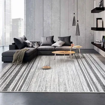 

Nordic Striped Carpet Living Room Modern Bedroom Rug Sofa Coffee Table Floor Mat Brief Study Room Thick Rugs And Carpets