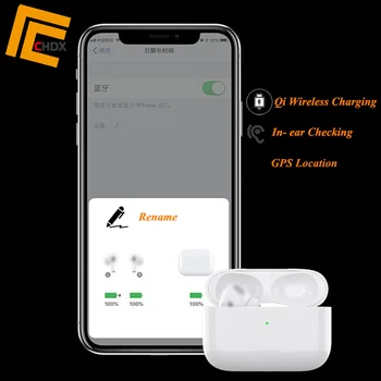 

Bluetooth Earphones Qi Wireless Charging Earbuds Rename Headphone GPS Location Size 1:1 for Android Apple Airpodding Smart Phon