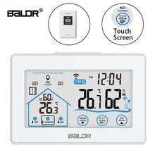 Baldr Беспроводная Цифровая метеостанция сенсорный термометр датчик температуры измеритель влажности гигрометр настенные часы