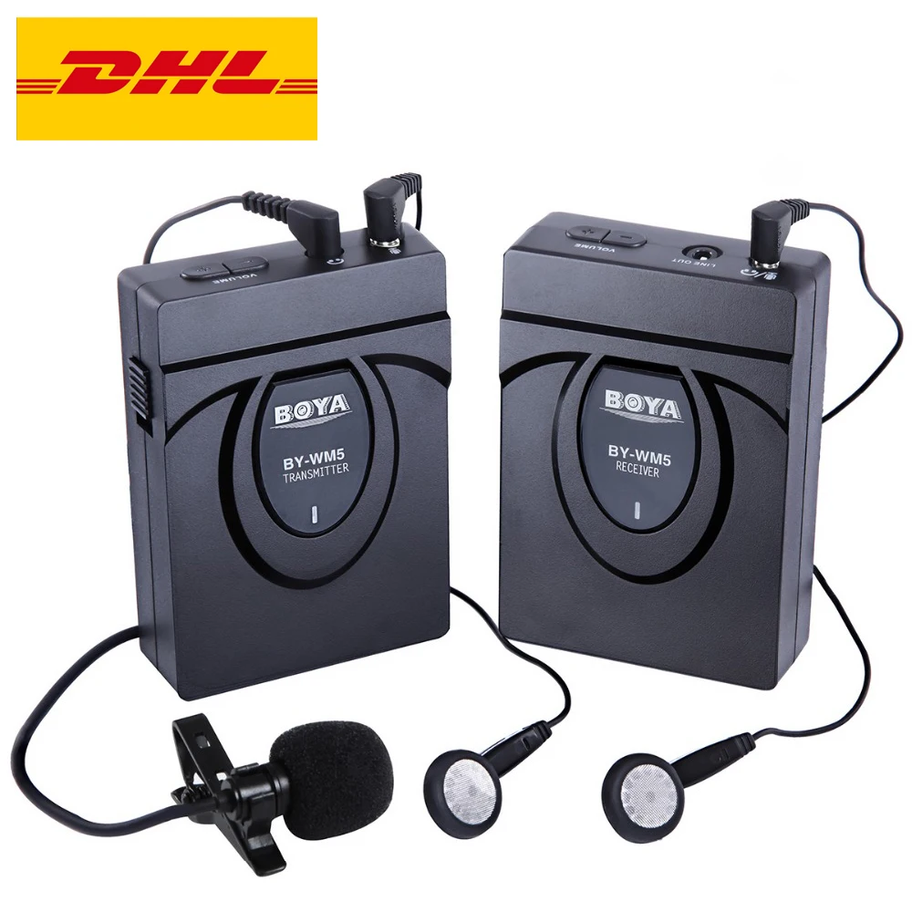 

DHL BOYA BY-WM5 wireless microphone Transmitter in Receiver 2.4G GFSK Super anti-interference Speaker earphone Bow tie