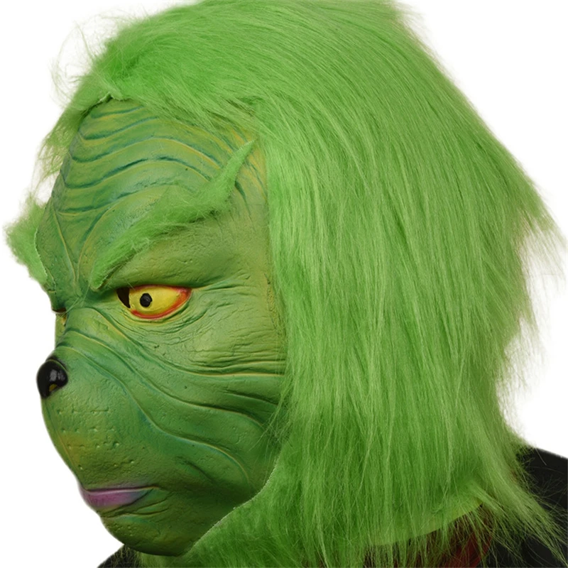 Рождественские маски гринча монстра зеленые волосы Косплей Реквизит унисекс Хэллоуин костюм перчатки маски